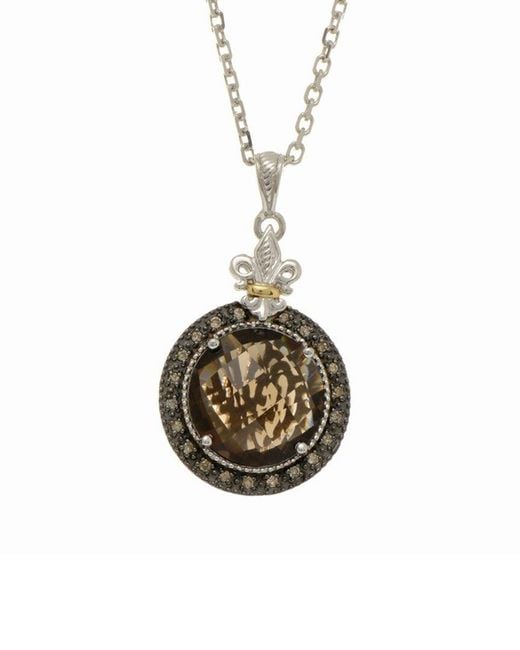 Phillip Gavriel White Rock Candy 18k & Silver 0.21 Ct. Tw. Diamond & Smokey Quartz Pendant