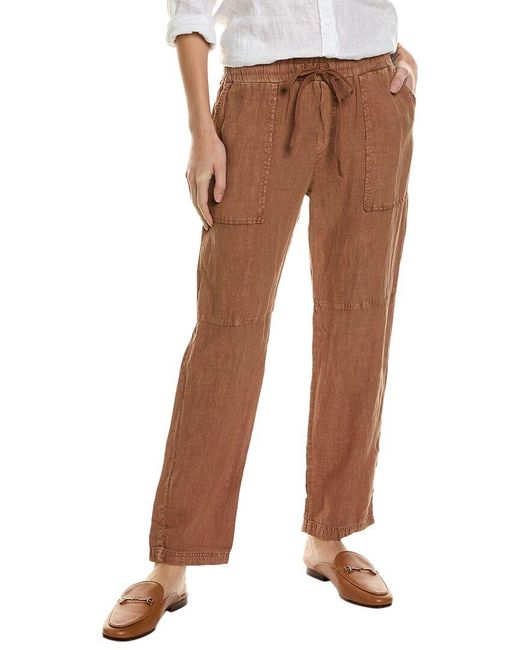 Bella Dahl Brown Utility Tie-waist Linen Trouser
