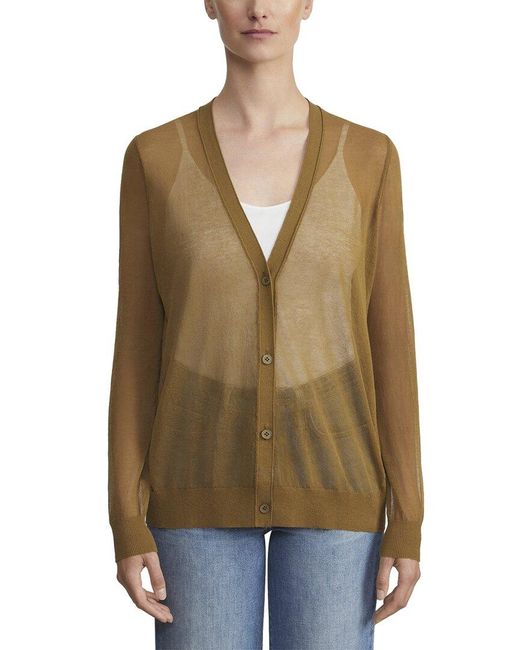 Lafayette 148 New York Green V-neck Button Front Wool-blend Cardigan
