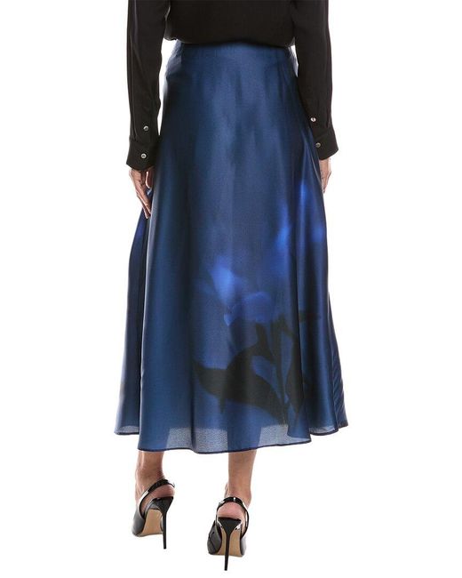 Vince Camuto Blue Bias Pull-On Midi Skirt