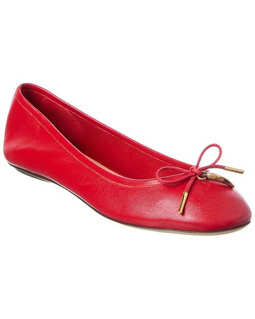 Chloé Red Iris Leather Ballerina Flat