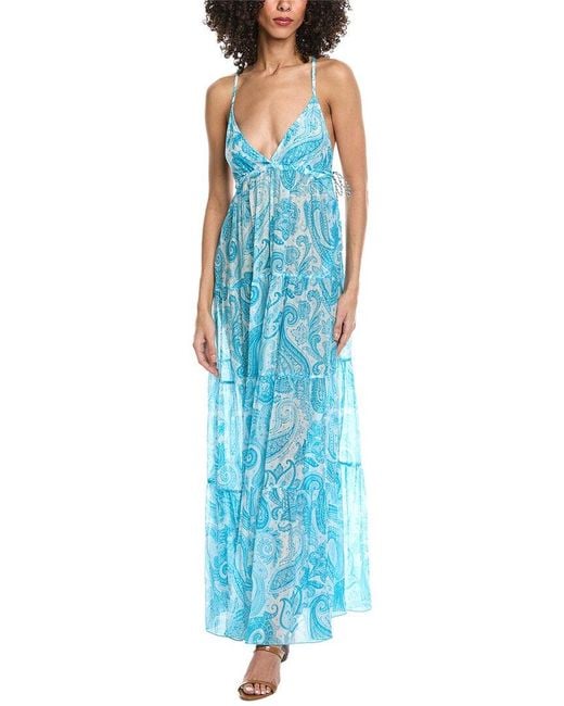 Etro Blue Lungo Oryx Silk-Blend Maxi Dress