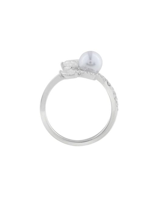 Ethos Creations White Brilliant Bloom 14K 0.75 Ct. Tw. Lab-Grown Diamond & 6Mm Pearl Ring