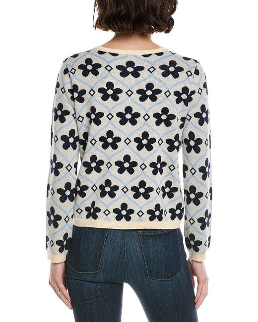 Cece Gray Floral Jacquard Wool-Blend Cardigan
