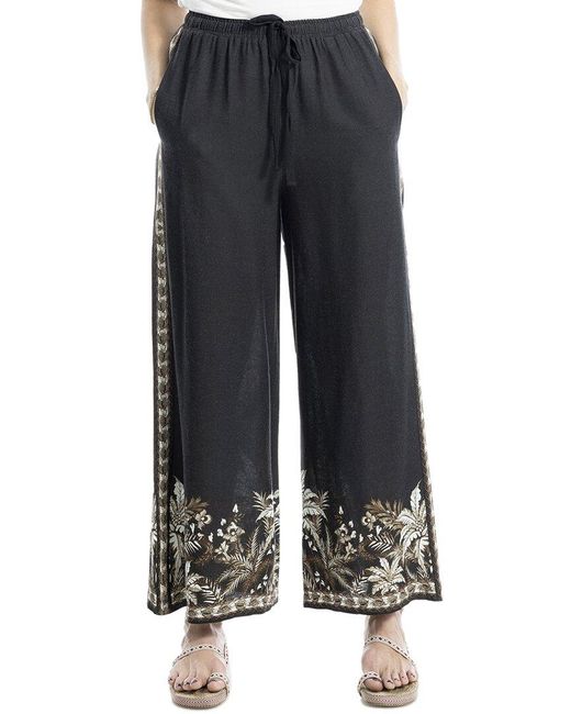 Max Studio Blue Linen-Blend Long Pant