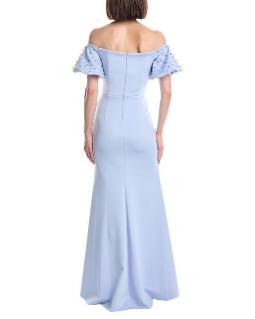 Eliza J Blue Short Sleeve Embellished Maxi Dress