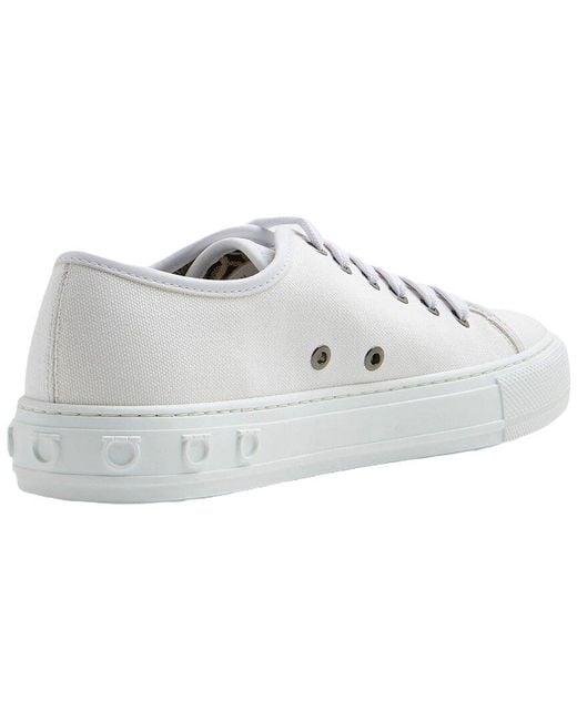Ferragamo White Embossed Leather Sneaker