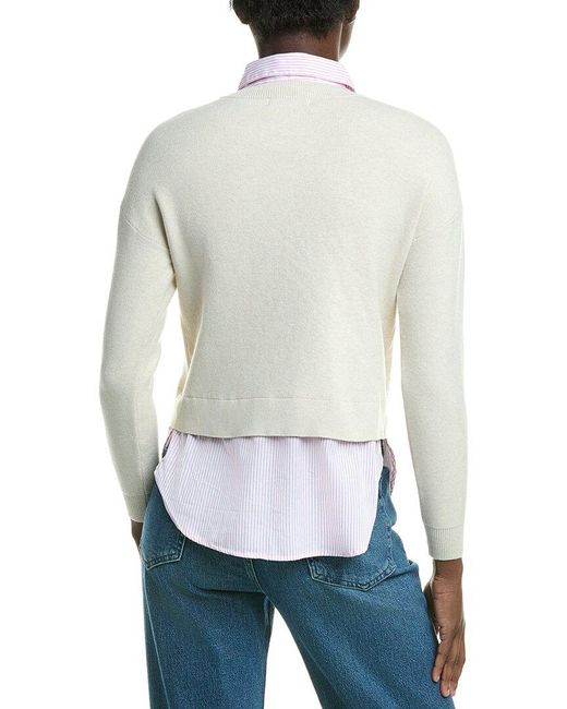Design History White Stripe Two-Fer Sweater