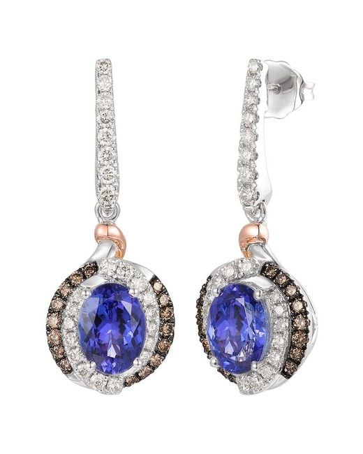 Le Vian Blue Tranquility 14K Two-Tone 2.86 Ct. Tw. Diamond & Tanzanite Dangle Earrings