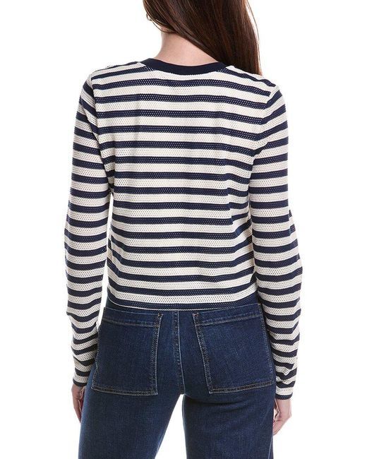 Ramy Brook Blue Cambria Sporty Stripe Cardigan