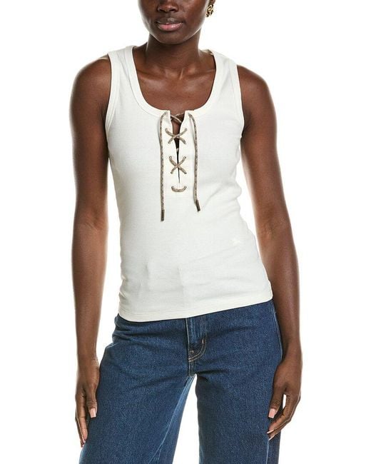 Burberry White Check Trim Tank