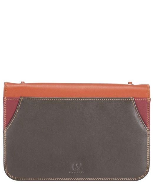 Mywalit Orange Full Flap Leather Shoulder Clutch