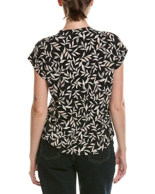Vince Camuto Black V-Front Placket Blouse