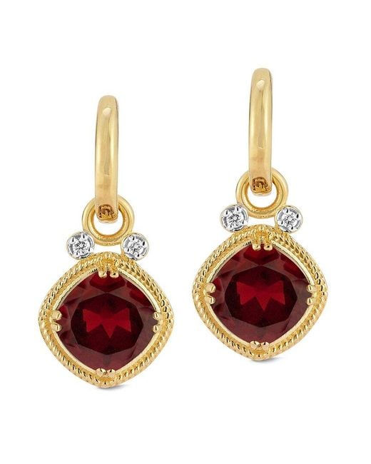 Reiss Red 14k 4.14 Ct. Tw. Diamond & Garnet Earrings
