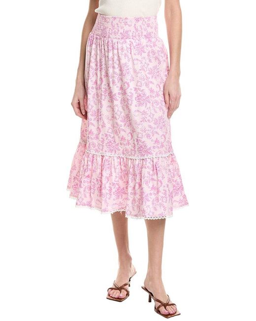 Sail To Sable Pink Ruffle Midi Skirt