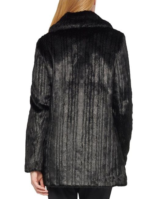 Karl Lagerfeld Black Stripe Zip Front Coat