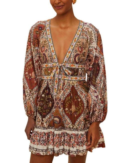 Farm Rio Brown Romantic Nature Mini Dress