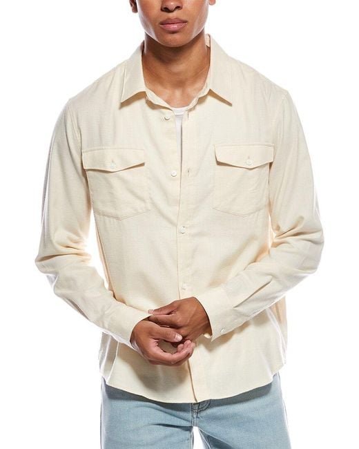FRAME Natural Double Pocket Wool-blend Shirt for men