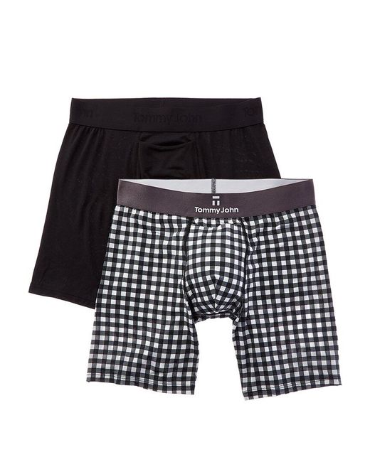 Tommy John Black 2Pk Second Skin 6 Boxer Brief for men