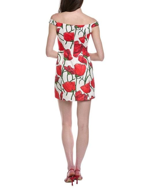 MILLY Red Peggy Jacquard Mini Dress