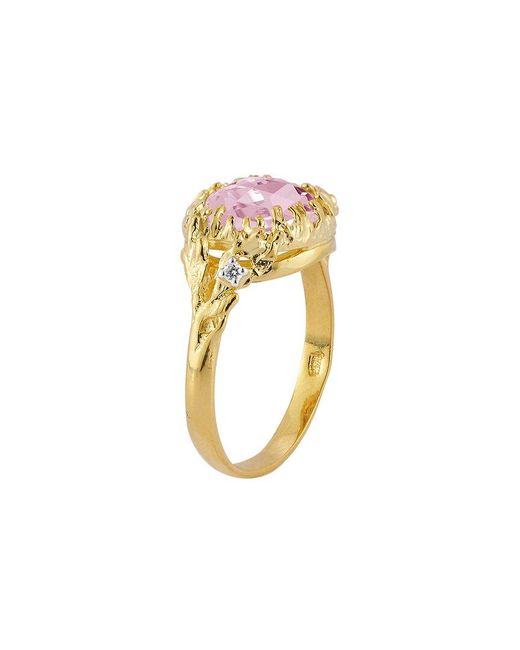 Reiss Pink 14k 3.38 Ct. Tw. Diamond & Rose Quartz Cocktail Ring