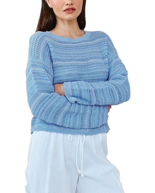 Bella Dahl Blue Textured Crewneck Sweater