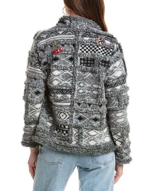 Johnny Was Gray Patchwork Wool-Blend Jacket