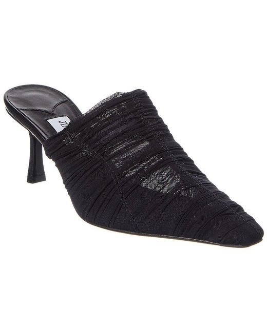 Jimmy Choo Black Lotta 65 Ruched Tulle Mule
