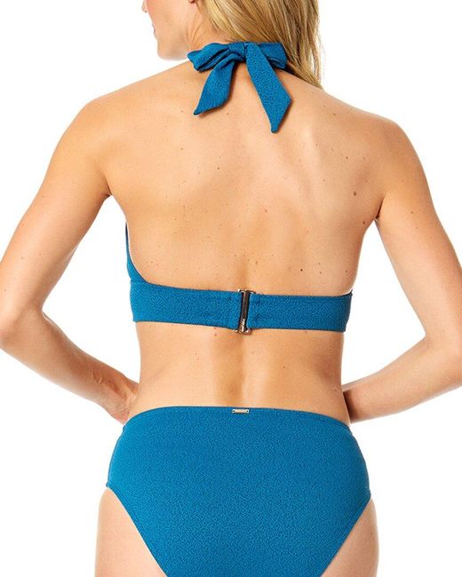 Anne Cole Blue Halter Tie Back Neck Top