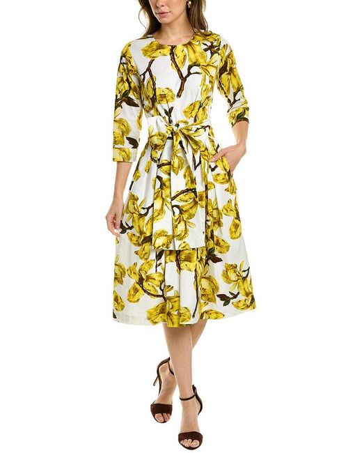 Samantha Sung Yellow Florance Midi Dress