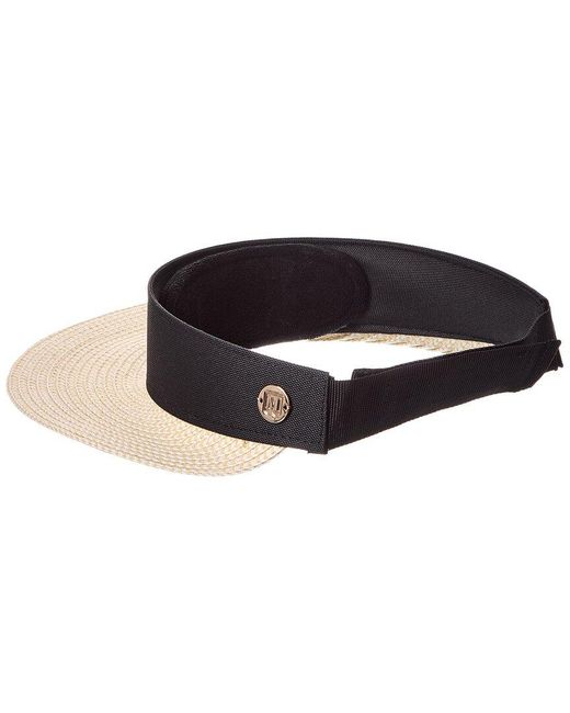 Bruno Magli Black Adjustable Straw Visor