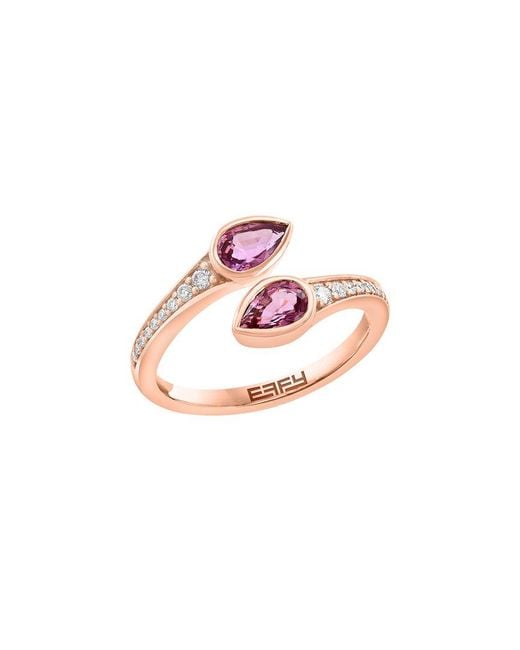 Effy Fine Jewelry Pink 14K Rose 1.00 Ct. Tw. Diamond & Sapphire Ring