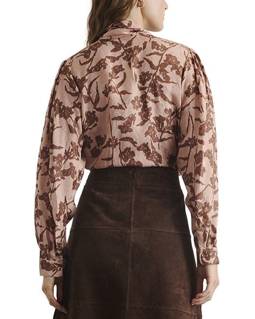 Tanya Taylor Brown Petra Silk-Blend Top