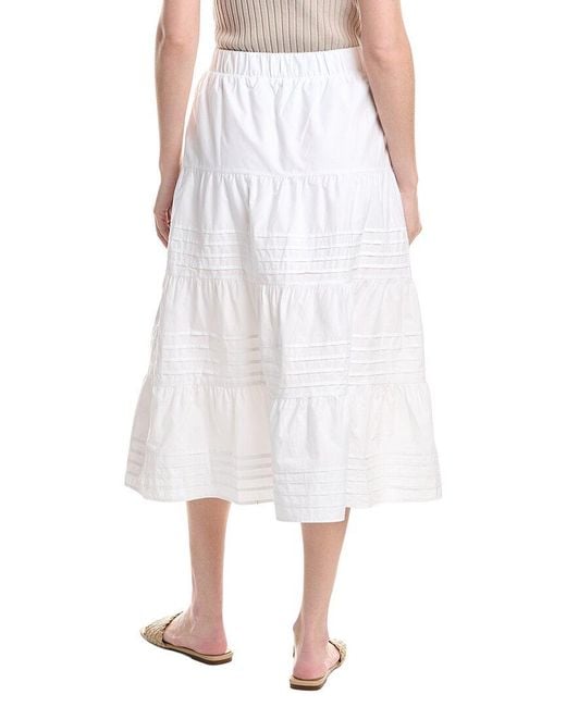 Ellen Tracy White Tiered Poplin Pleated Skirt