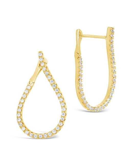 Sterling Forever Metallic 14k Plated Cz Drop Earrings