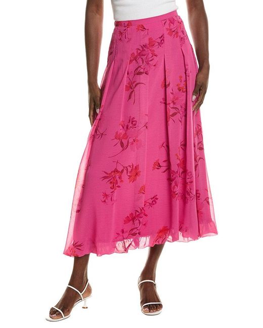 Vince Camuto Pink Pleated Bubble Midi Skirt