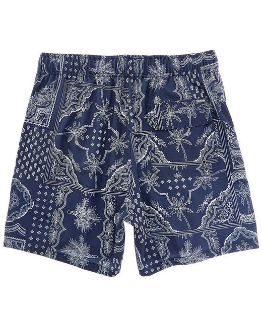 Vintage Summer Blue Printed Swim Short for men