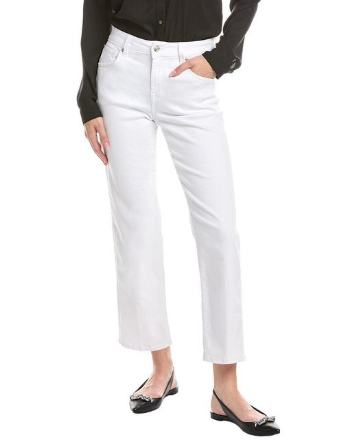 7 For All Mankind White Casablanca Calie Straight Ankle Jean