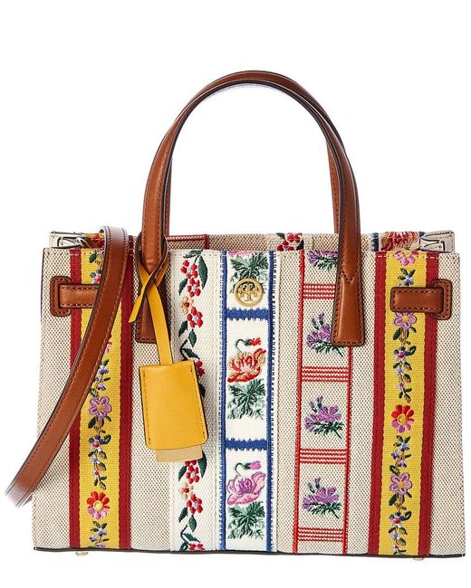Tory Burch Walker Small Embroidered Webbing Satchel | Lyst