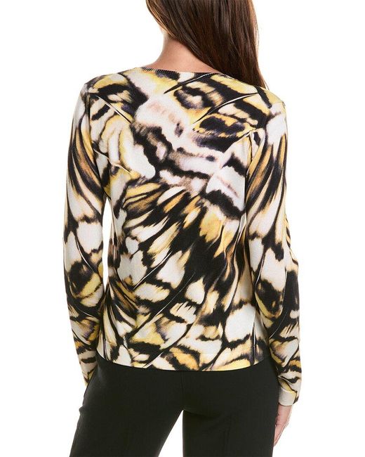Oscar de la Renta Black Butterfly Printed Cardigan
