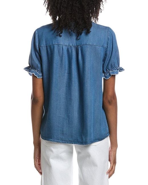 Nanette Lepore Blue Embroidered Blouse
