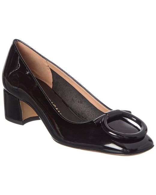 Ferragamo Black Gancini Patent Pump