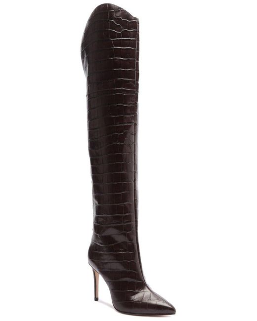 SCHUTZ SHOES Black Maryana Over The Knee Leather Over-the-knee Boot