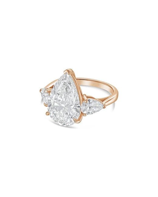 Diana M White Diana M. 14K Rose 3.50 Ct. Tw. Lab-Grown Diamond Three-Stone Ring
