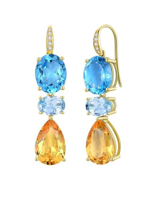 Kai Fine Jewelry Blue 14K 13.15 Ct. Tw. Diamond & Gemstone Drop Earrings