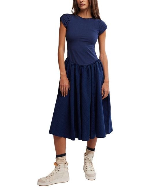 Free People Blue Afternoon Elegance Dress