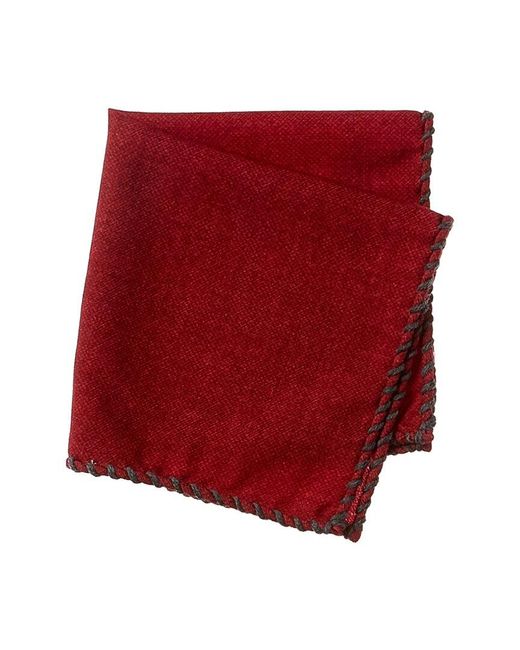 Brunello Cucinelli Red Wool Pocket Square for men