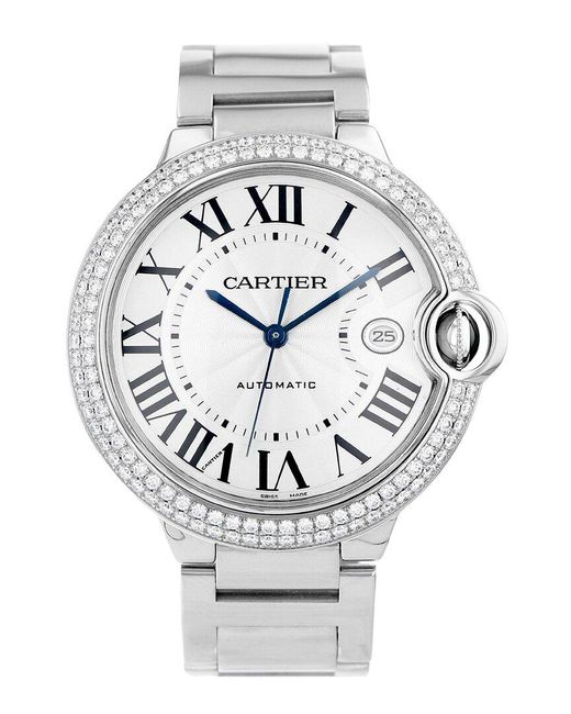 Cartier Gray Ballon Bleu Diamond Watch Circa 2010S (Authentic Pre-Owned) for men