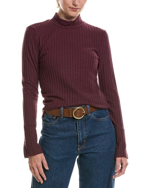 Michael Stars Purple Opal Turtleneck Top