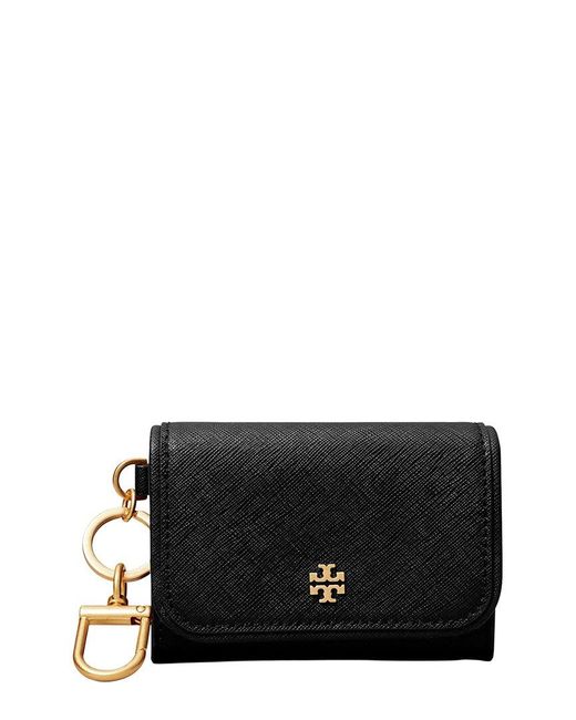 Tory Burch Black Emerson Flap Leather Card Case